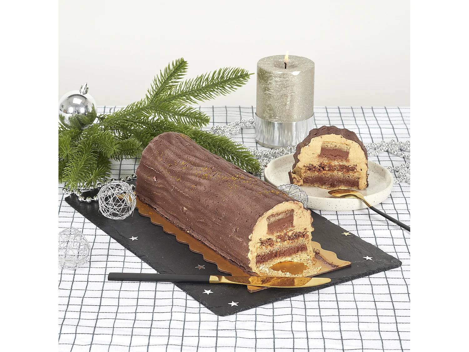 Moule à Bûche "Tapis Reliefs" 28cm Noir & Or