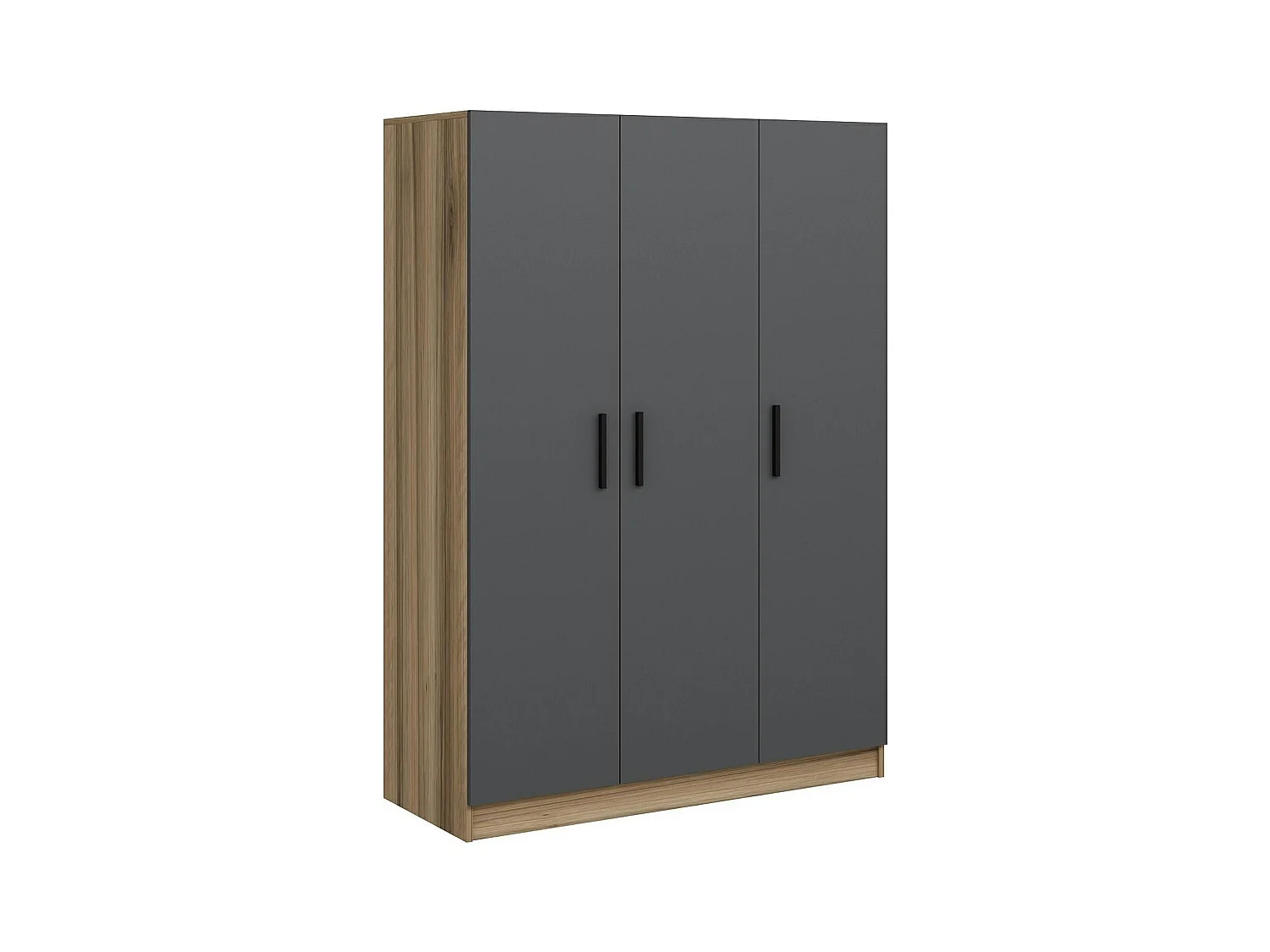 Armoire penderie moderne effet bois - 3 portes grises BYRON
