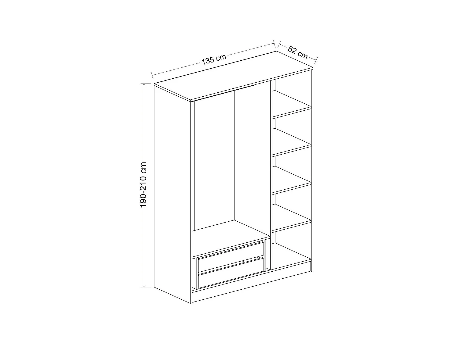 Armoire penderie moderne effet bois - 3 portes grises BYRON