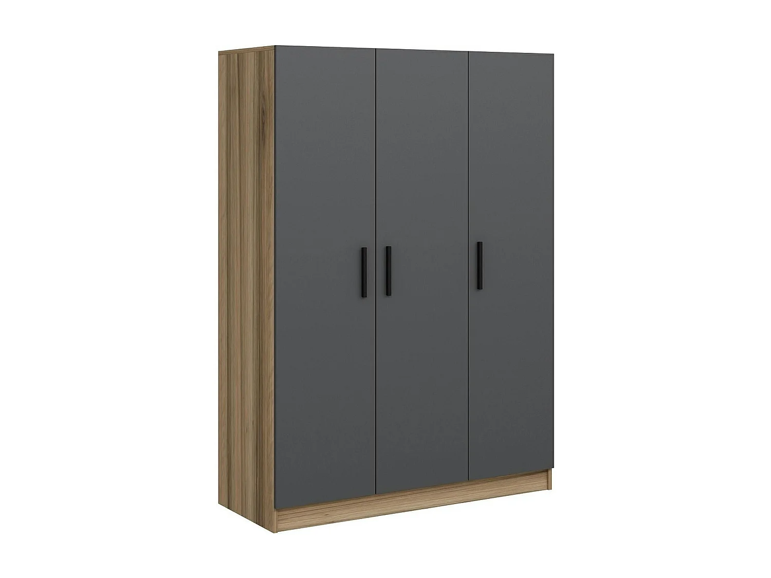 Armoire penderie moderne effet bois - 3 portes grises BYRON