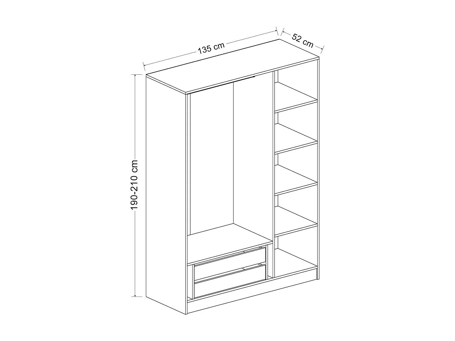 Armoire penderie moderne effet bois - 3 portes grises BYRON
