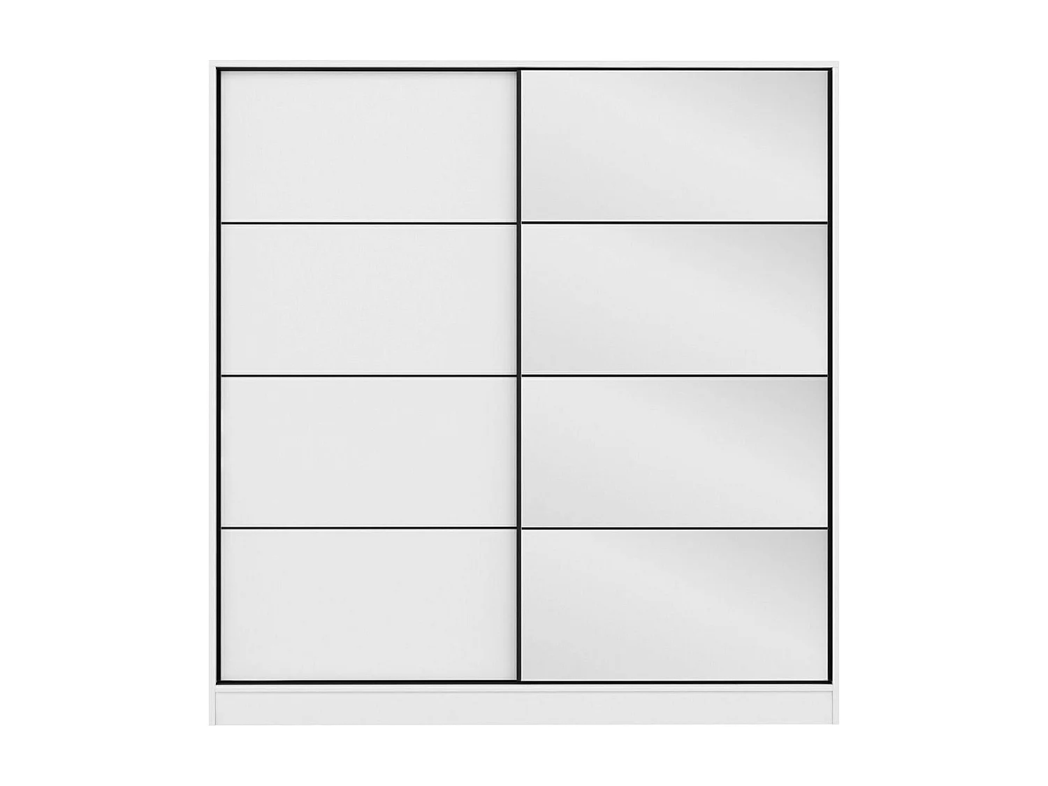 Armoire blanche 2 portes coulissantes, 1 miroir BYRON