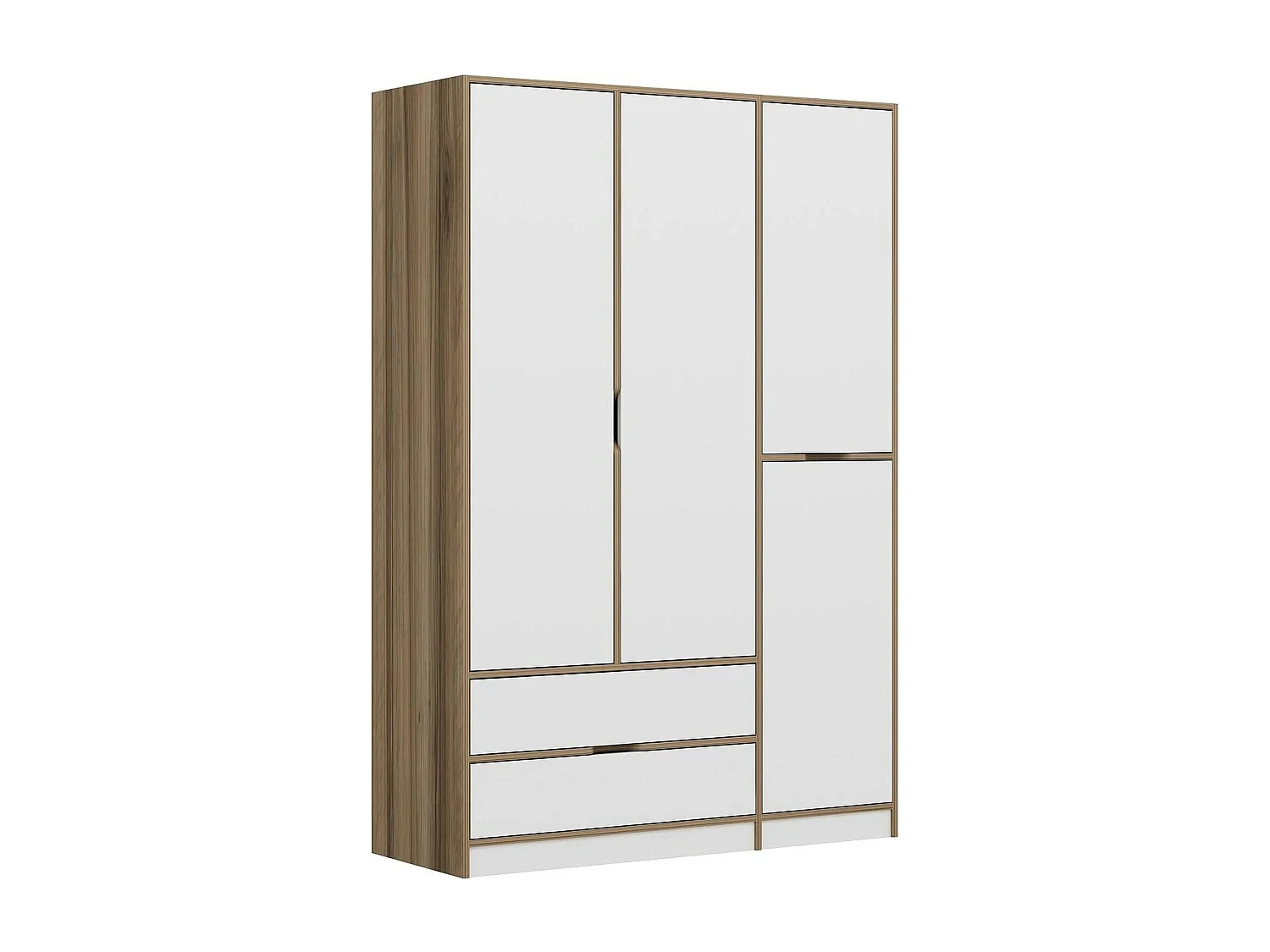 Armoire penderie moderne - 4 portes blanches L.140 cm BYRON