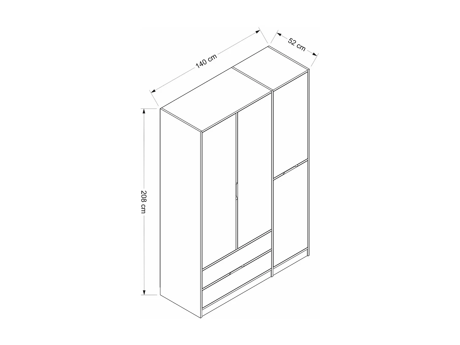 Armoire penderie moderne - 4 portes blanches L.140 cm BYRON