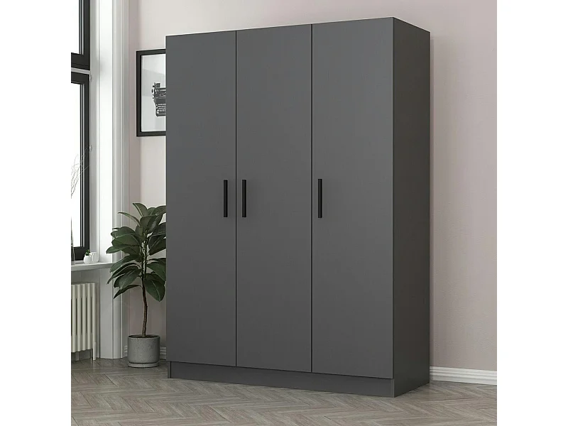 Armoire penderie moderne gris foncé - 3 portes BYRON