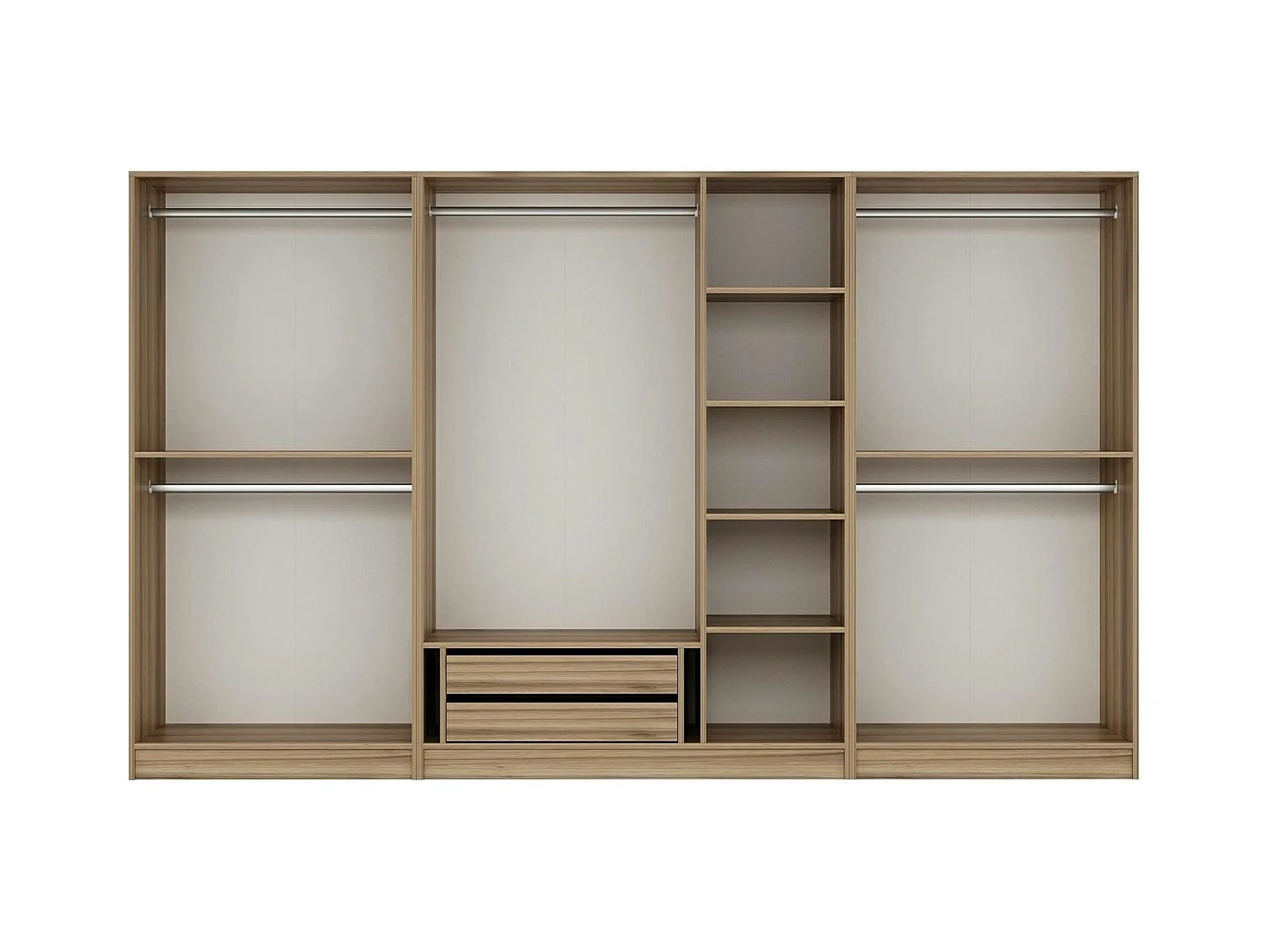 Armoire dressing XXL effet bois - 2 portes verre L.315 cm BYRON