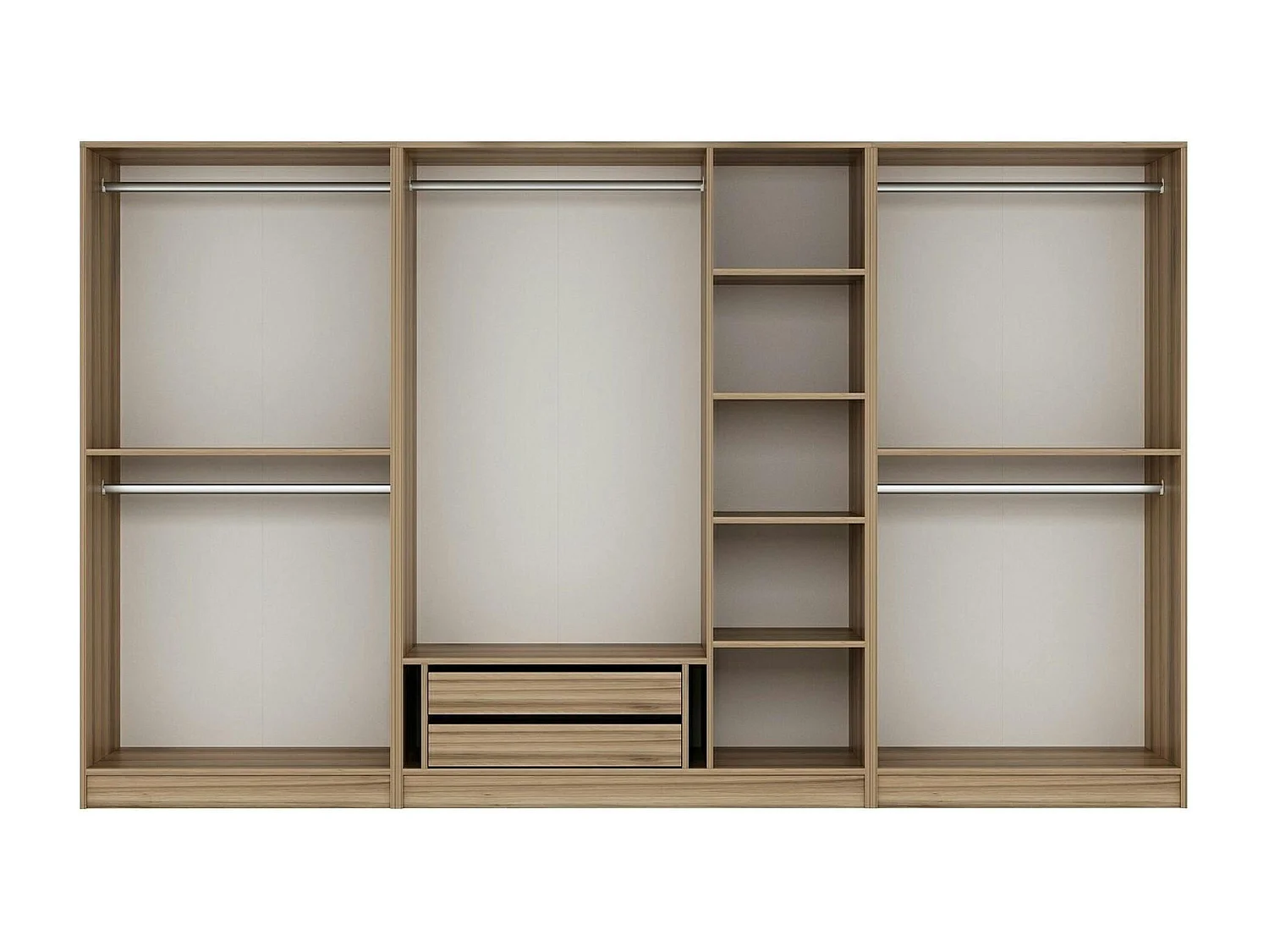 Armoire dressing XXL effet bois - 2 portes verre L.315 cm BYRON