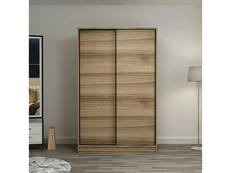 Armoire penderie portes coulissantes, effet bois BYRON