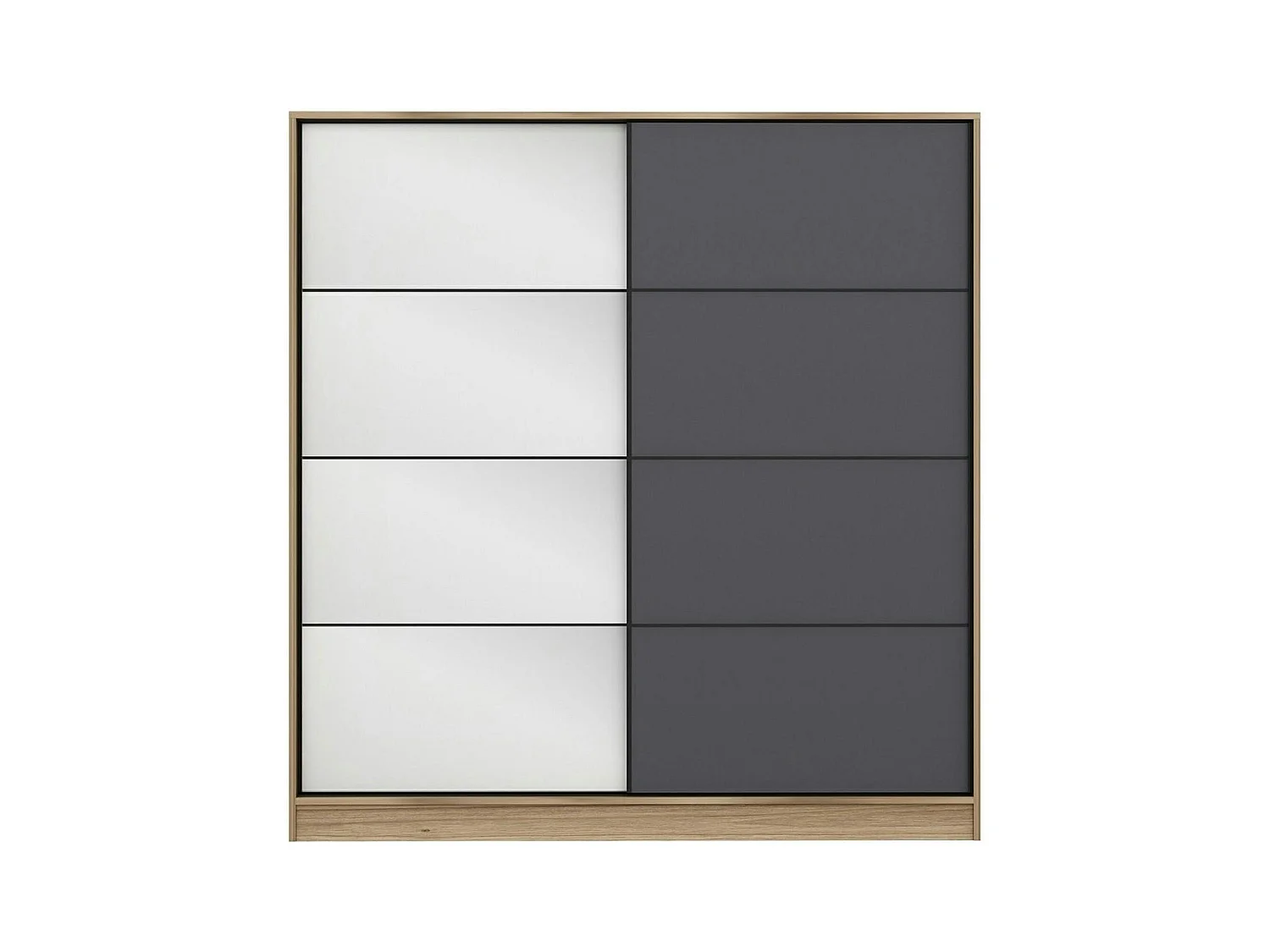 Armoire portes coulissantes effet bois & gris, 1 miroir BYRON