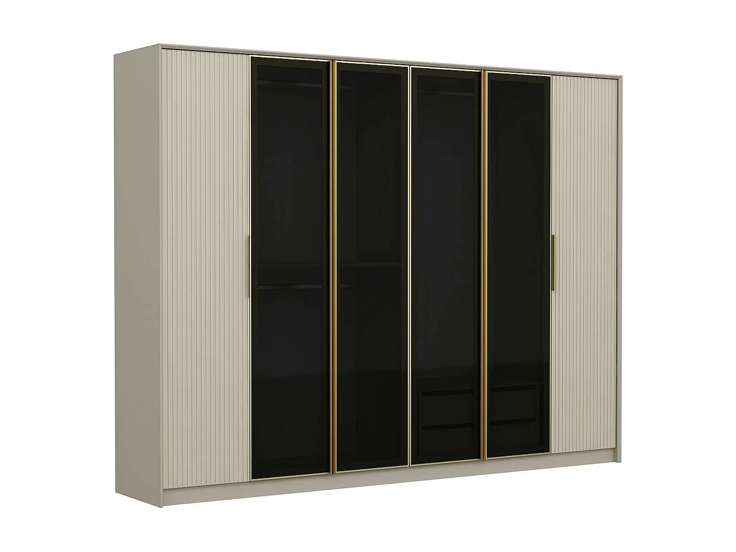 Armoire dressing blanc 4 portes verre H 210 cm BYRON
