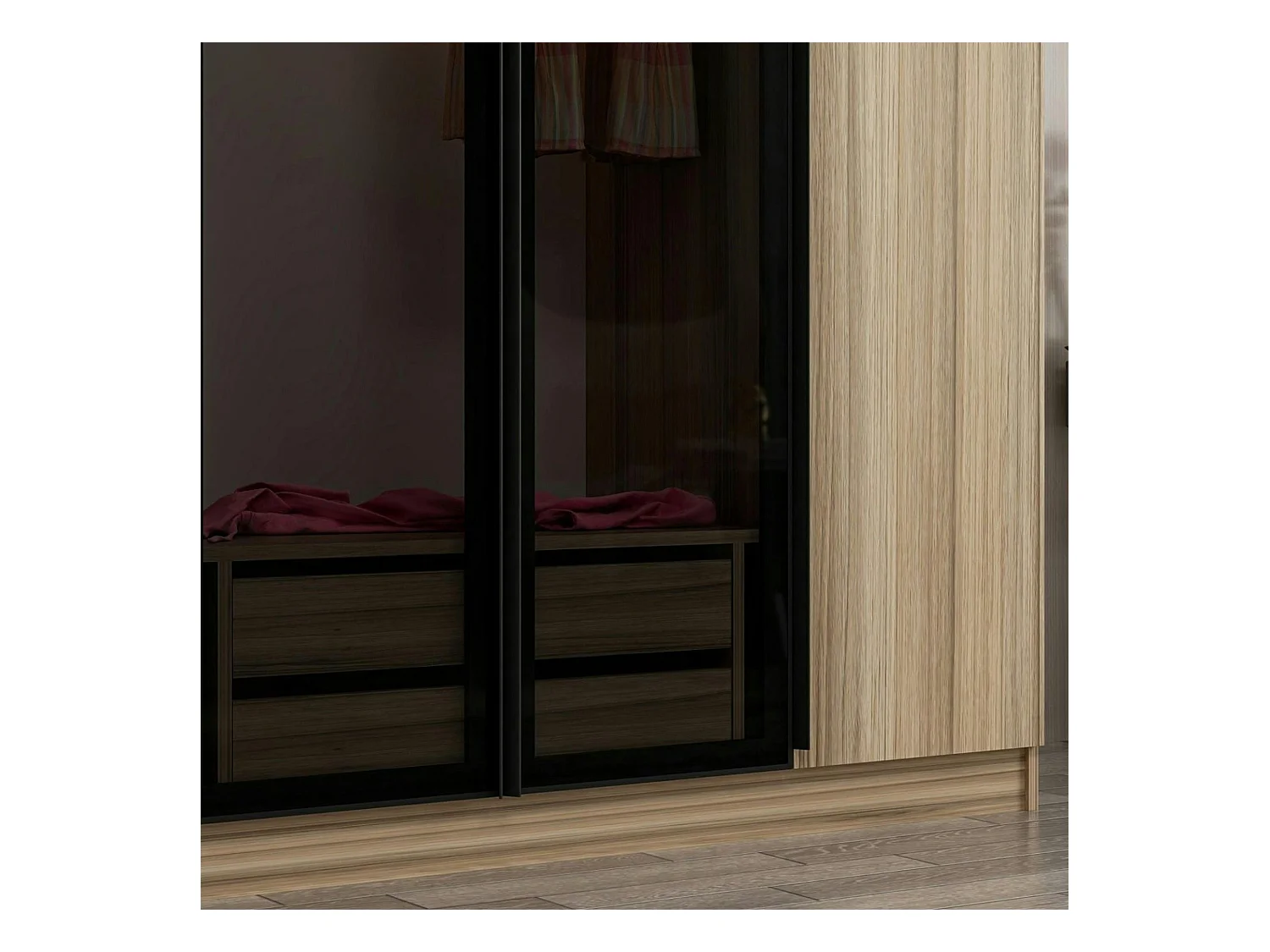 Armoire penderie design, 2 portes vitrées H210 cm BYRON