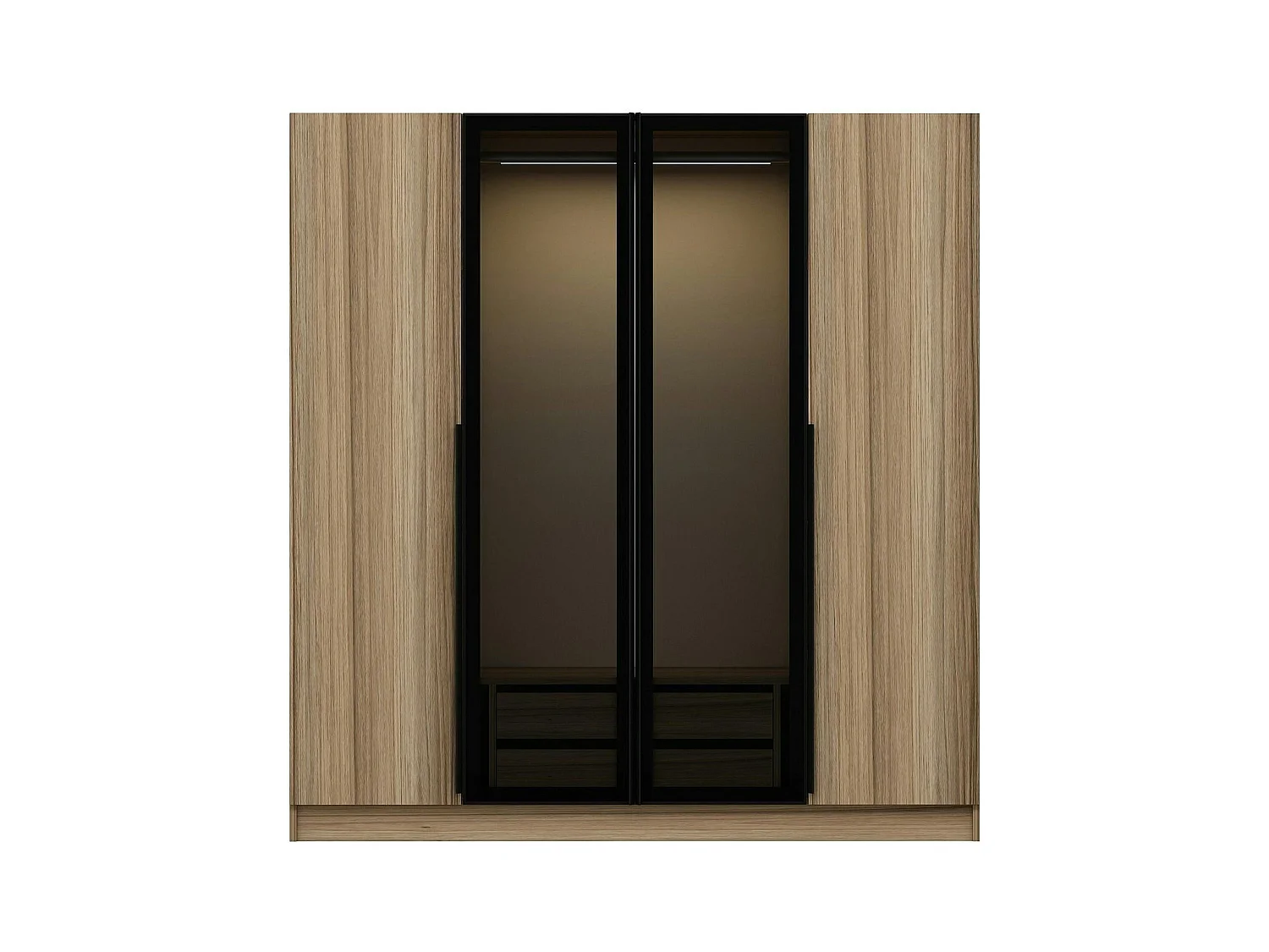 Armoire penderie design, 2 portes vitrées H210 cm BYRON