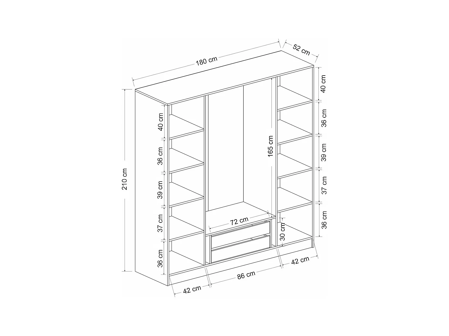 Armoire penderie design, 2 portes vitrées H210 cm BYRON