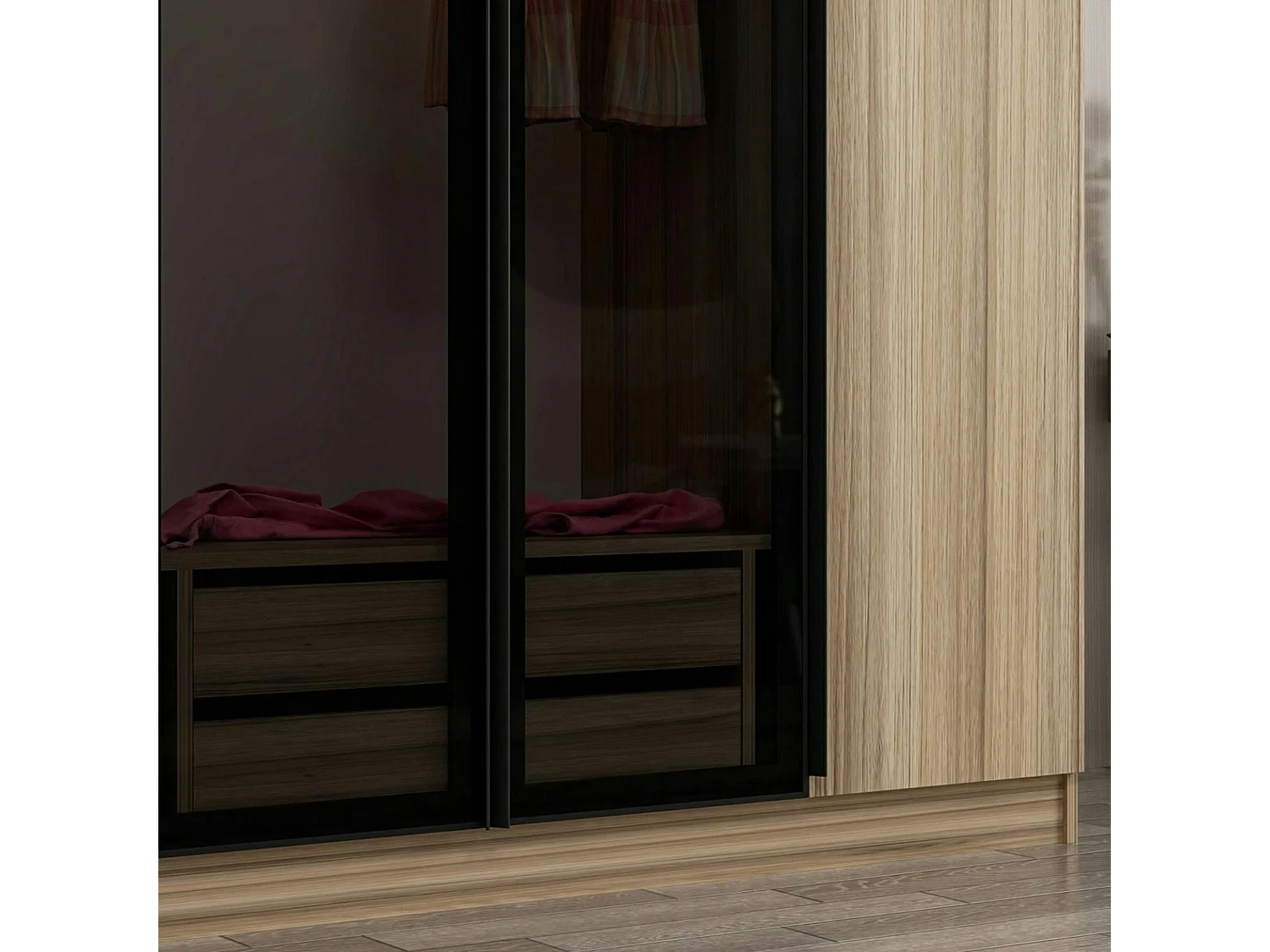 Armoire penderie design, 2 portes vitrées H210 cm BYRON