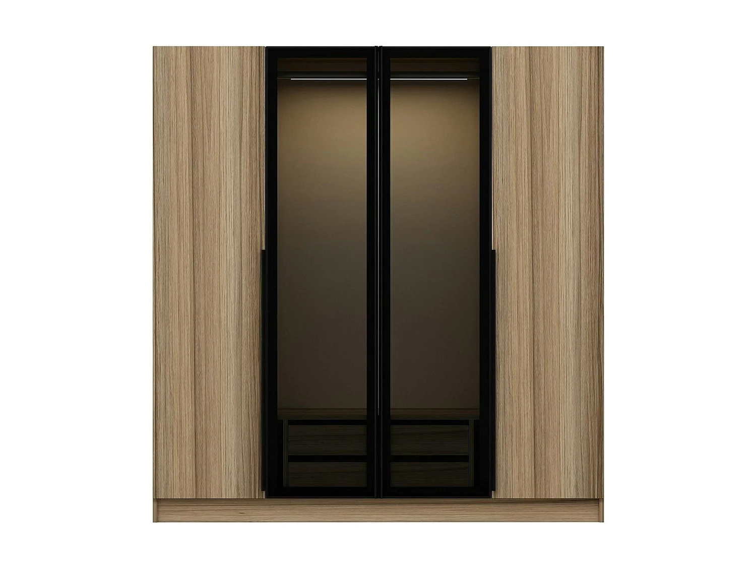 Armoire penderie design, 2 portes vitrées H210 cm BYRON