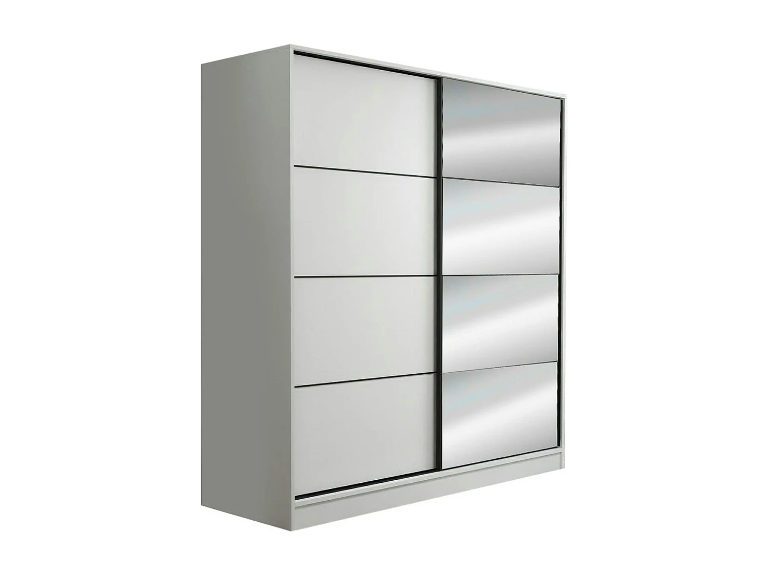 Armoire penderie blanche avec miroir H 210 cm BYRON
