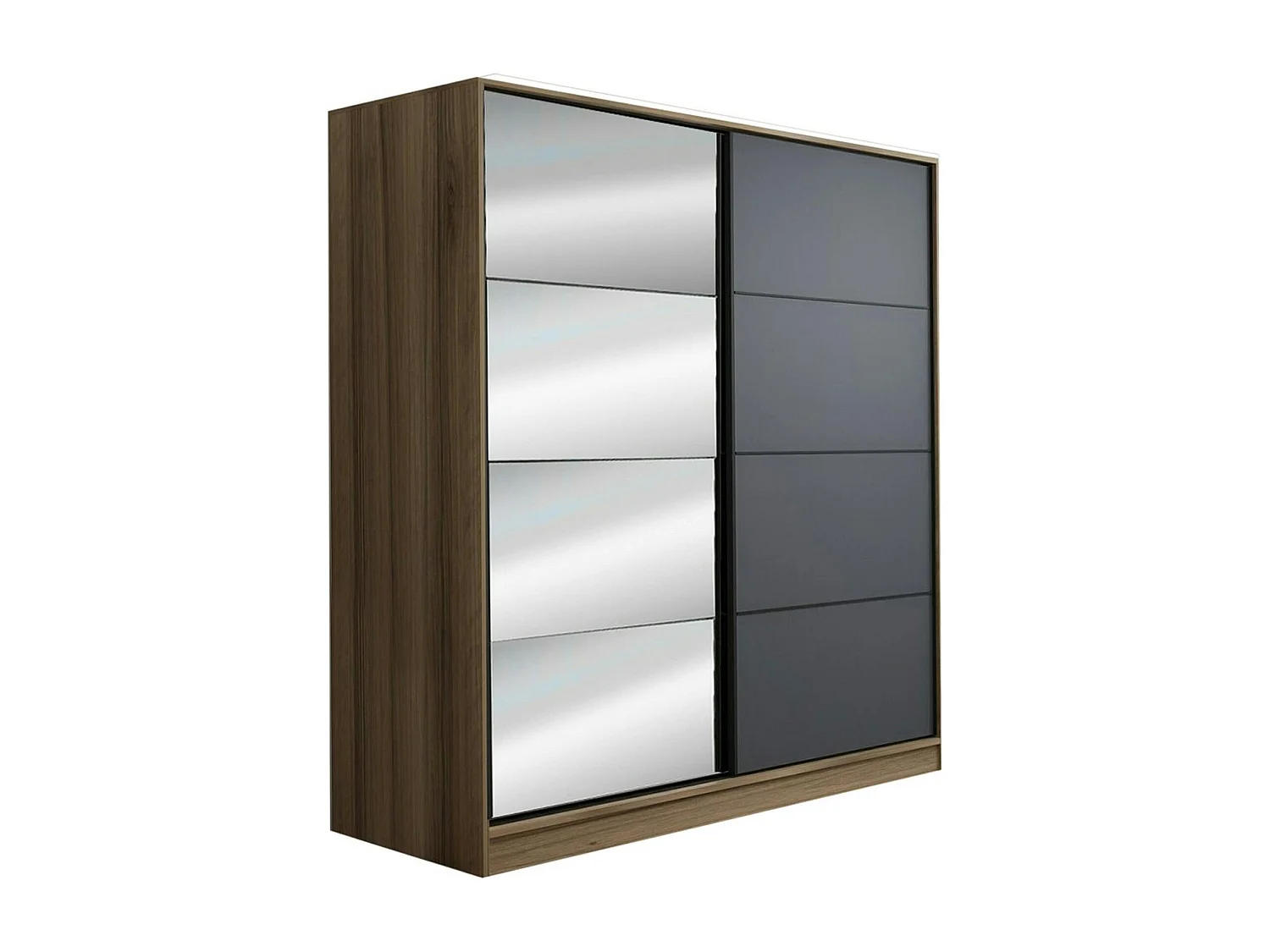Armoire penderie chambre, 1 porte grise & miroir H 210 cm BYRON