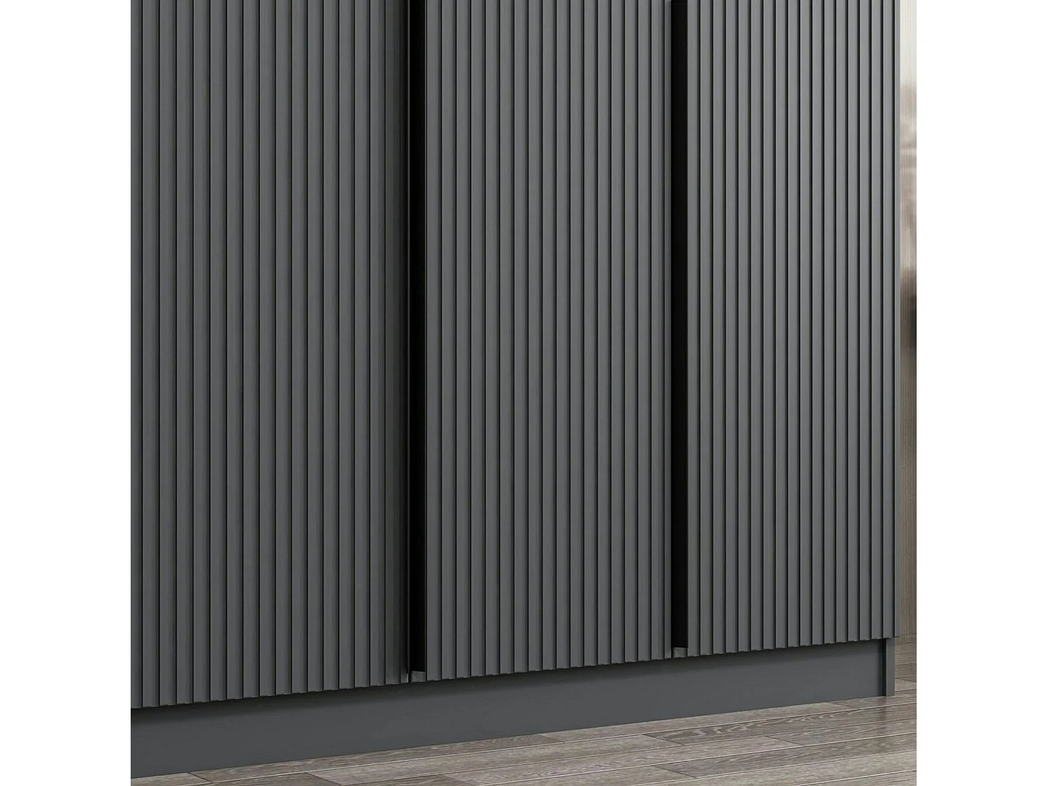 Armoire penderie design gris rainuré H 210 cm BYRON