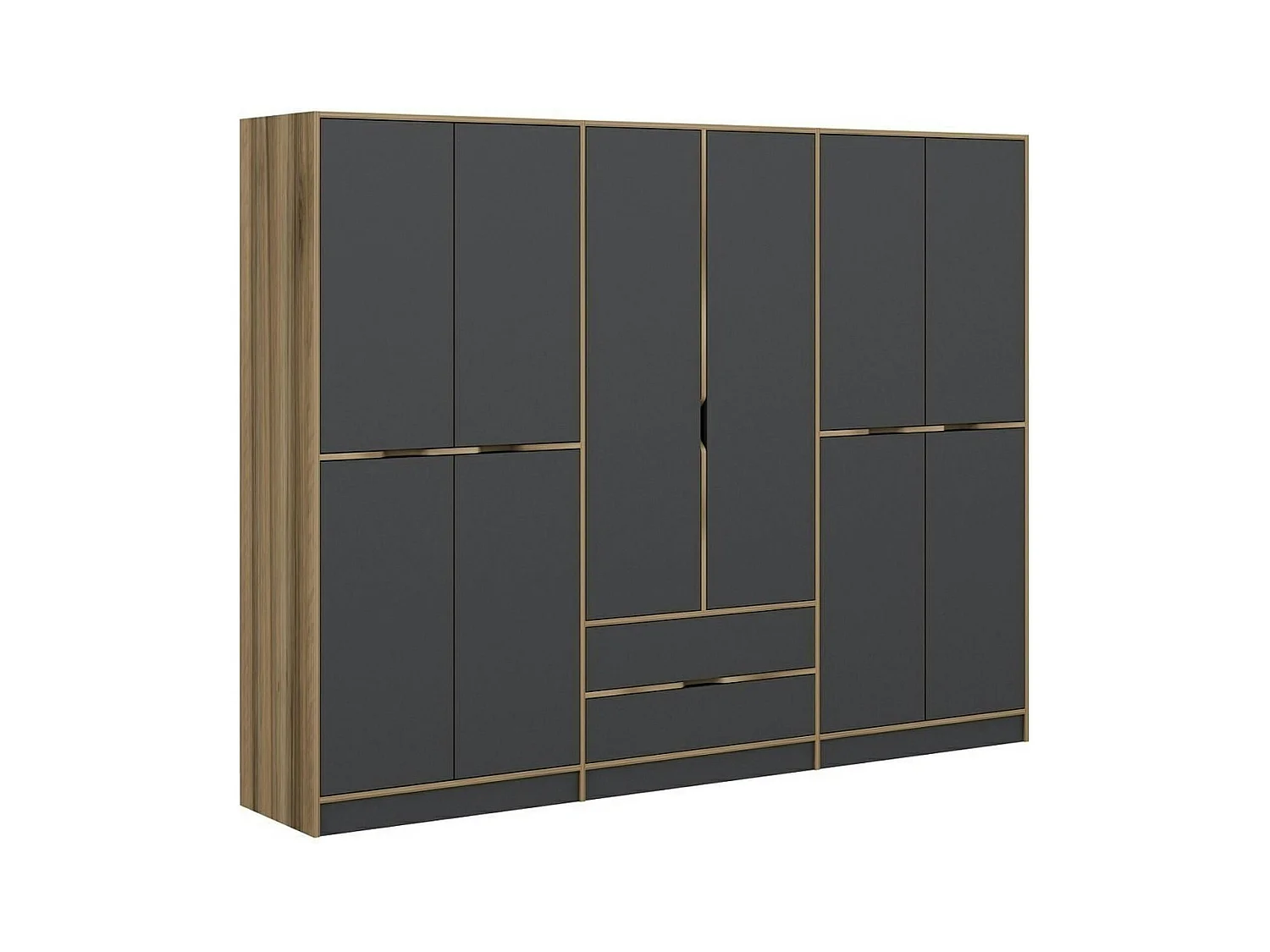 Armoire dressing chambre effet bois & gris 277 cm BYRON