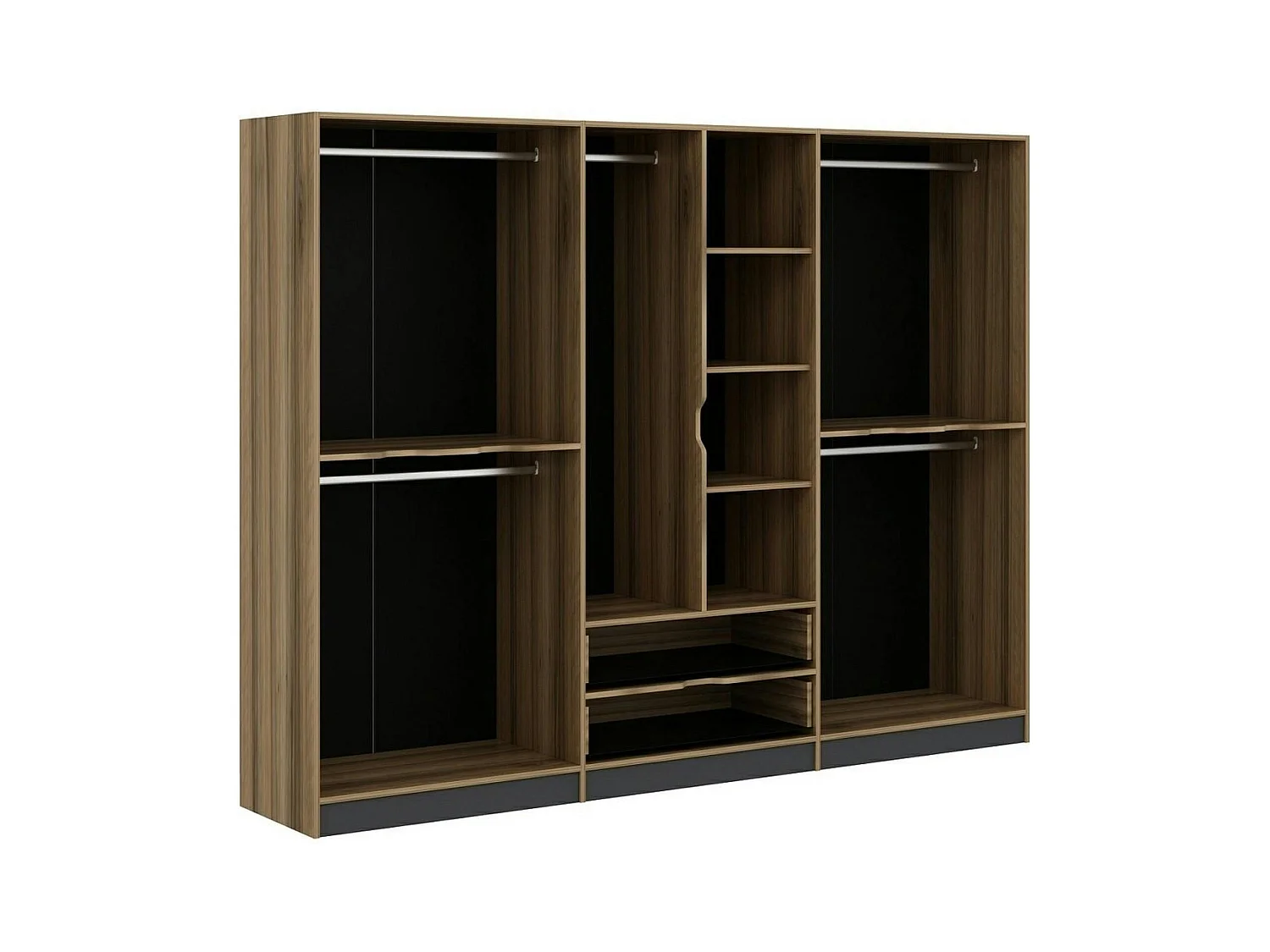 Armoire dressing chambre effet bois & gris 277 cm BYRON