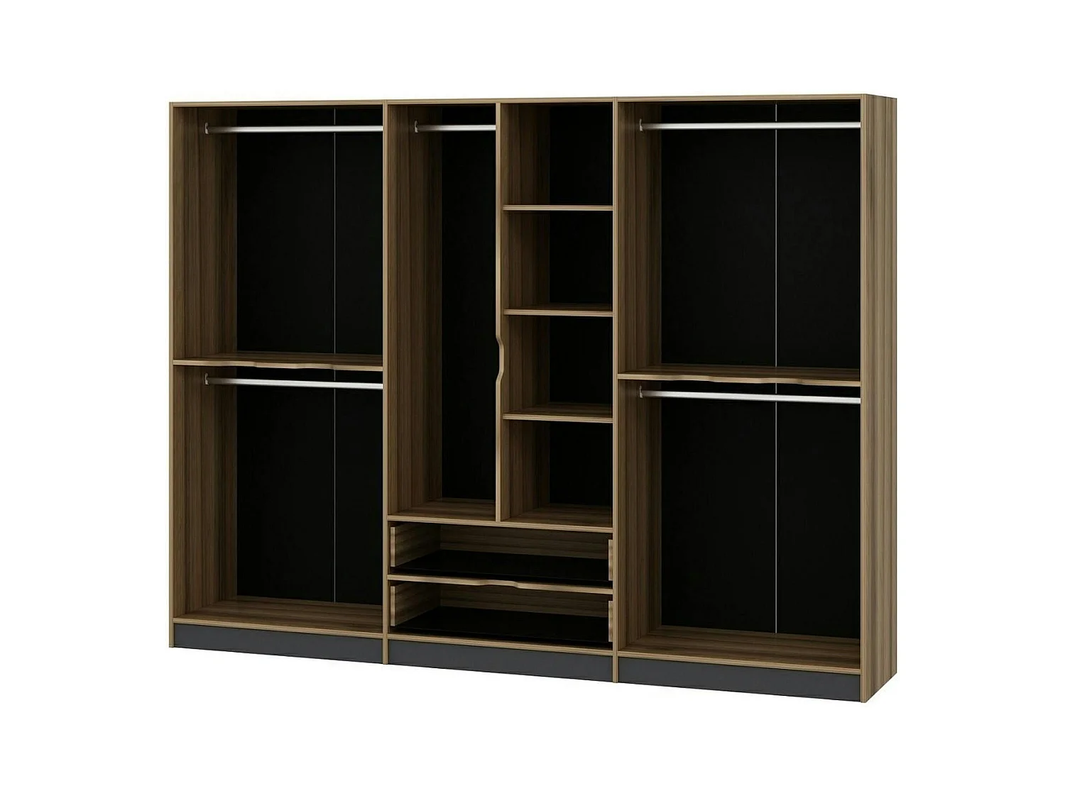 Armoire dressing chambre effet bois & gris 277 cm BYRON