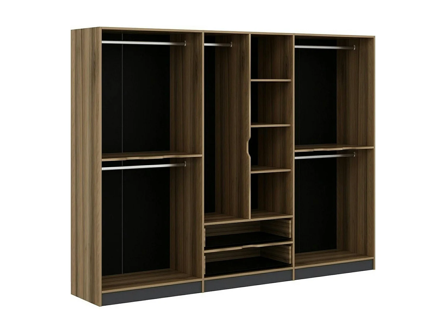 Armoire dressing chambre effet bois & gris 277 cm BYRON