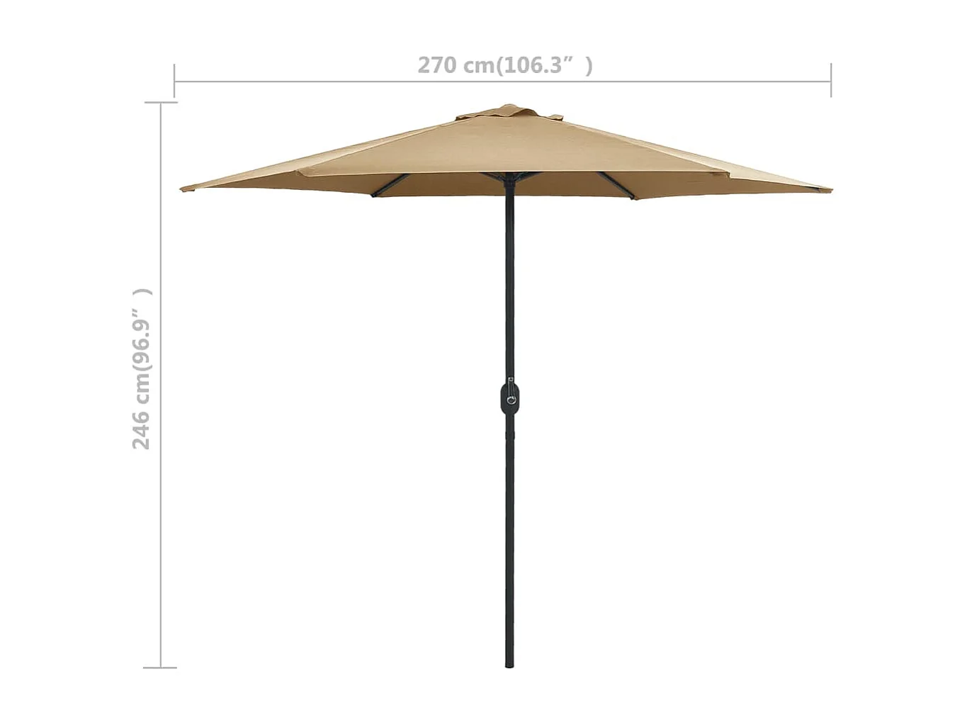 Prolenta Premium -  Parasol de jardin et mât en aluminium 270x246 cm Taupe