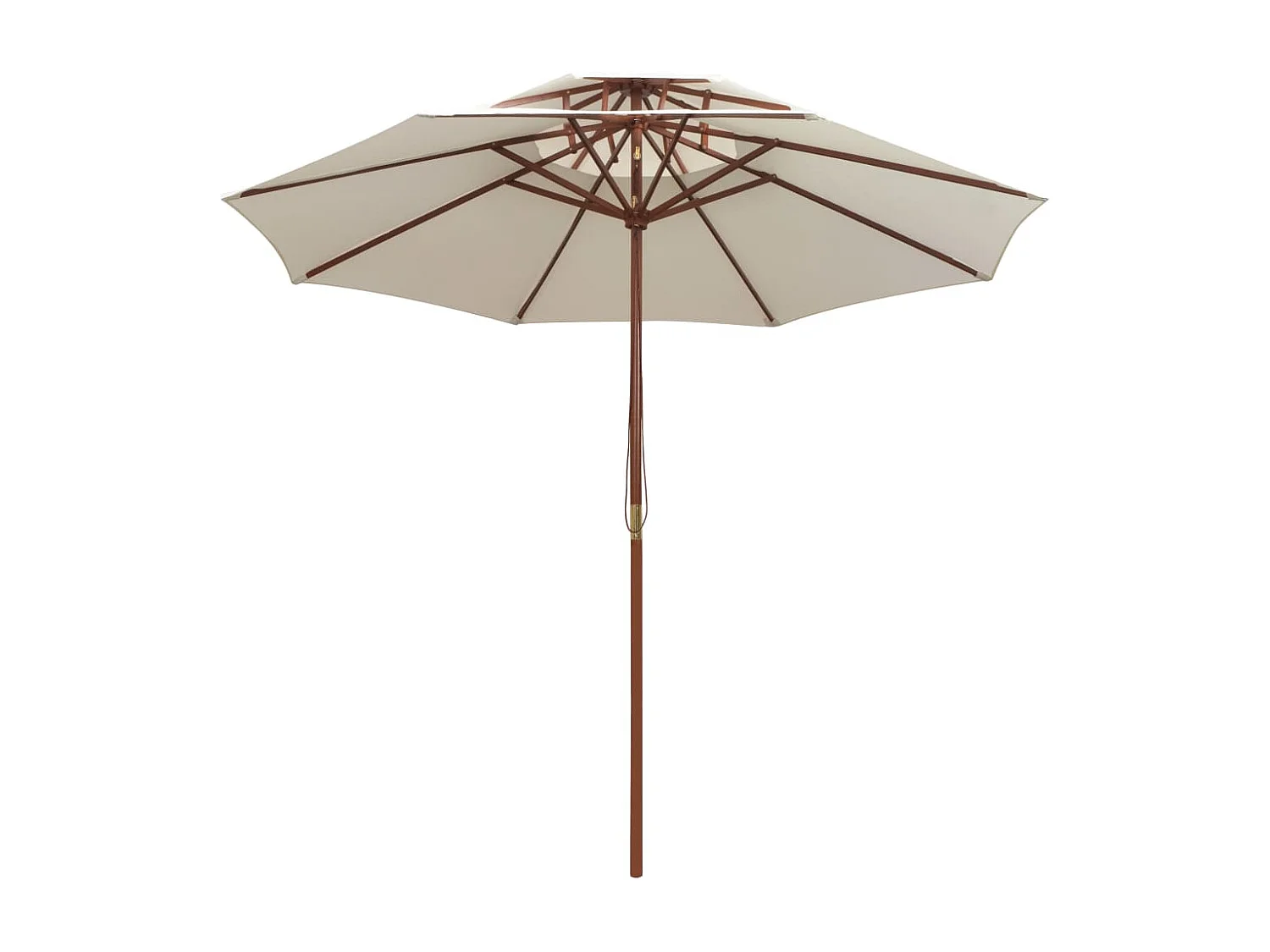Faylyn  Parasol à deux étages avec poteau en bois blanc crème