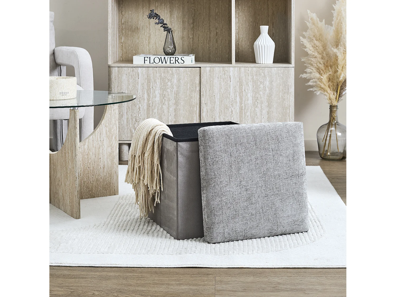 Coffre Pouf Pliable Emilia Marron Marron