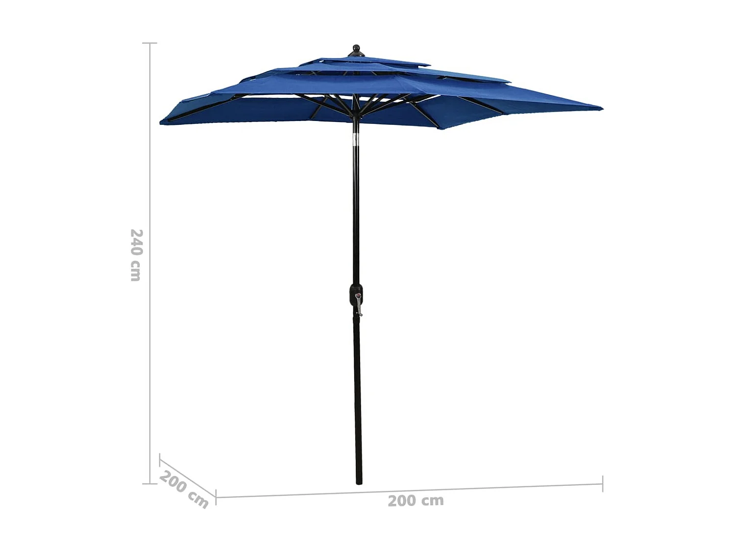 Mart  Parasol de jardin à 3 niveaux avec mât en aluminium bleu azuré