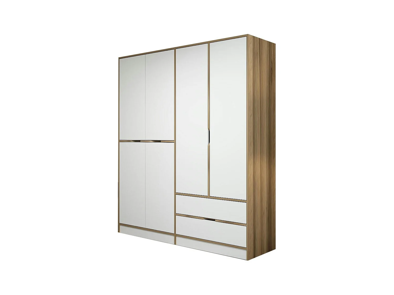 Armoire penderie moderne - 6 portes blanches L.185 cm BYRON