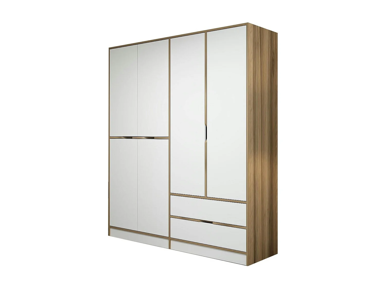 Armoire penderie moderne - 6 portes blanches L.185 cm BYRON
