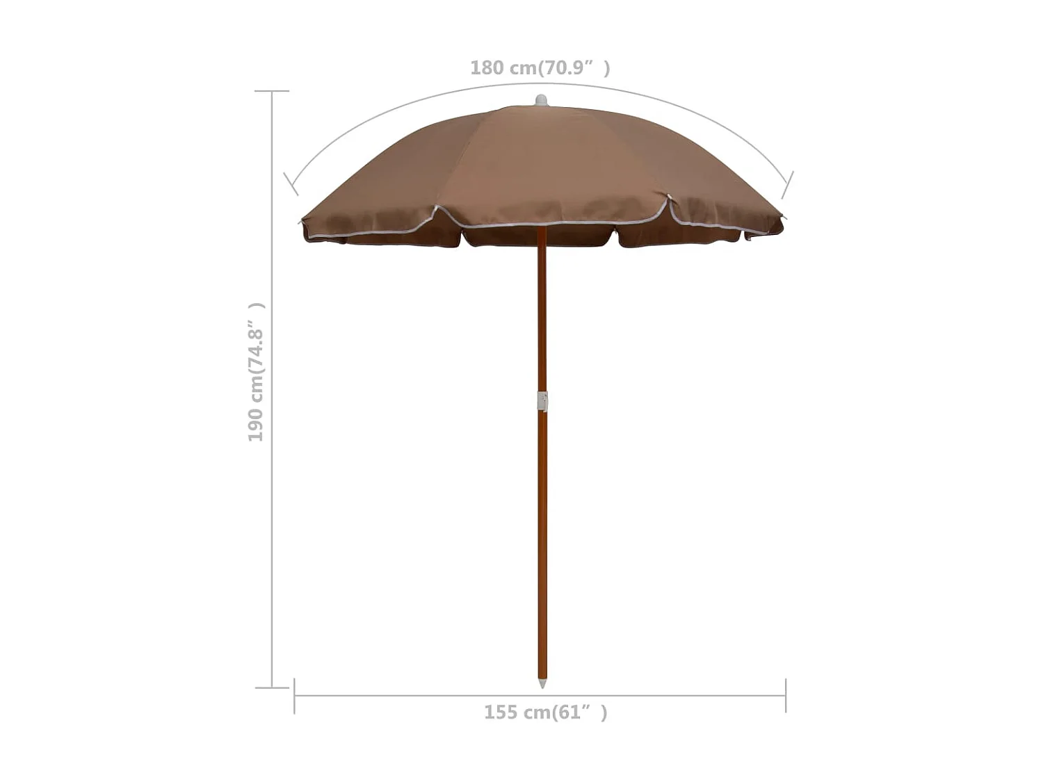 Brownsboro  Parasol de jardin avec mât en acier 180 cm taupe