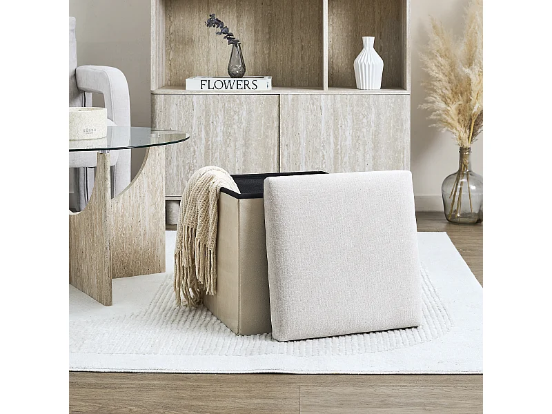 Coffre Pouf Pliable Emilia Beige Beige