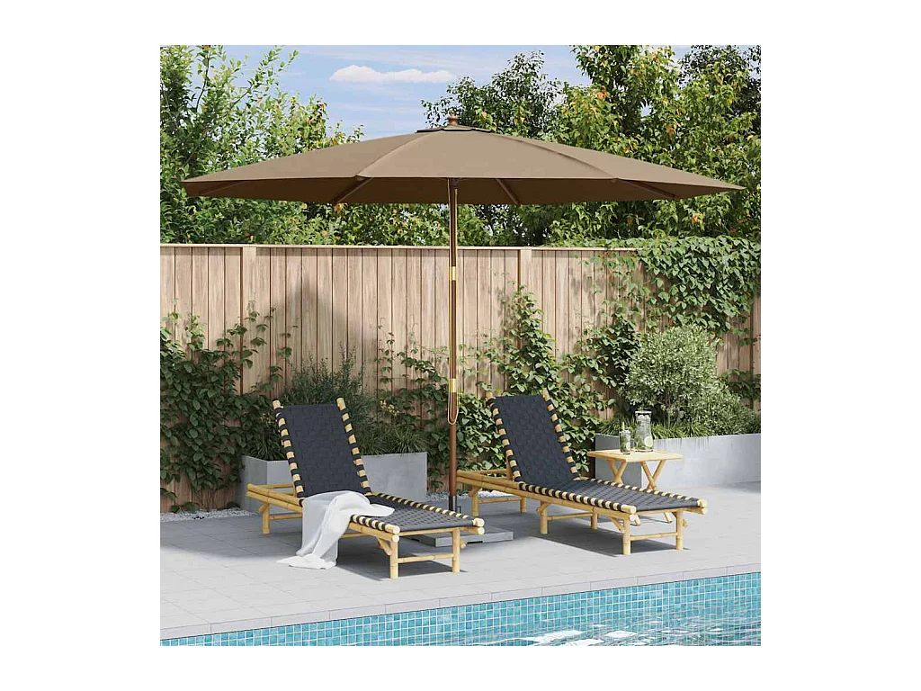 Hollywood  Parasol d'extérieur avec mât en bois 350 cm Taupe