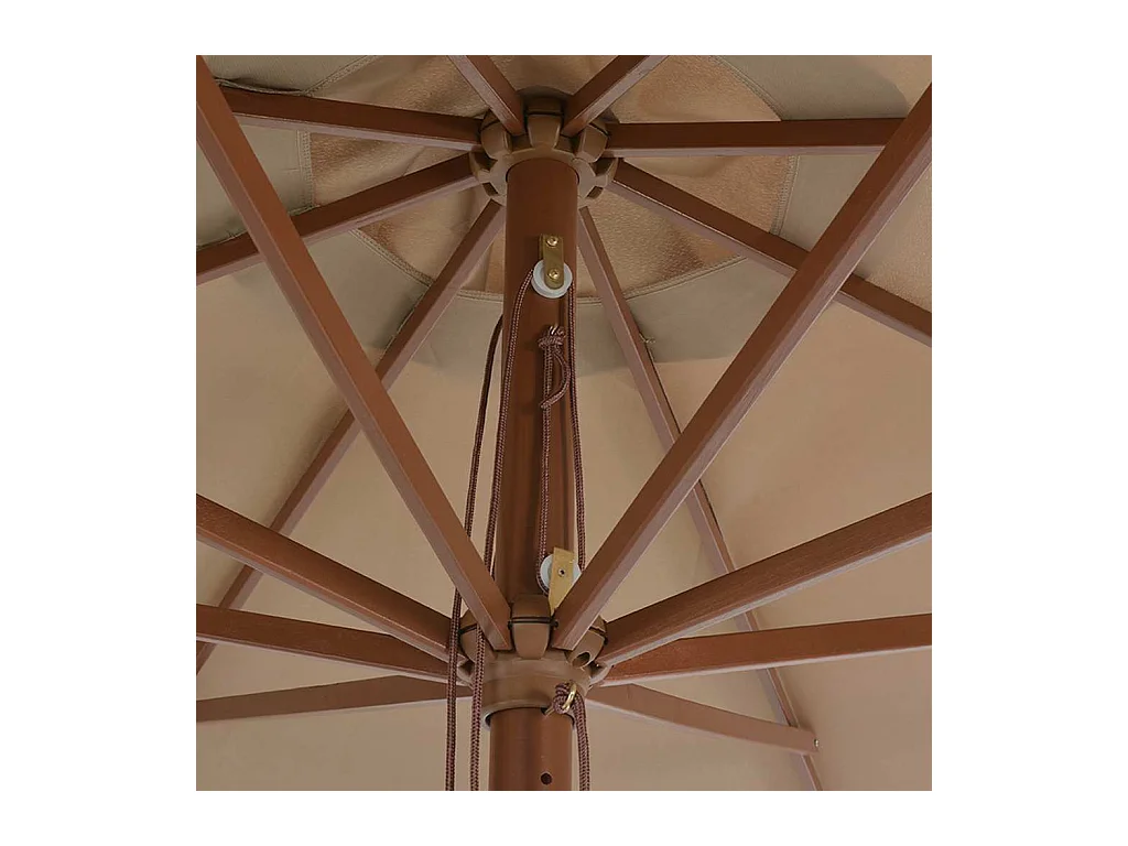 Hollywood  Parasol d'extérieur avec mât en bois 350 cm Taupe
