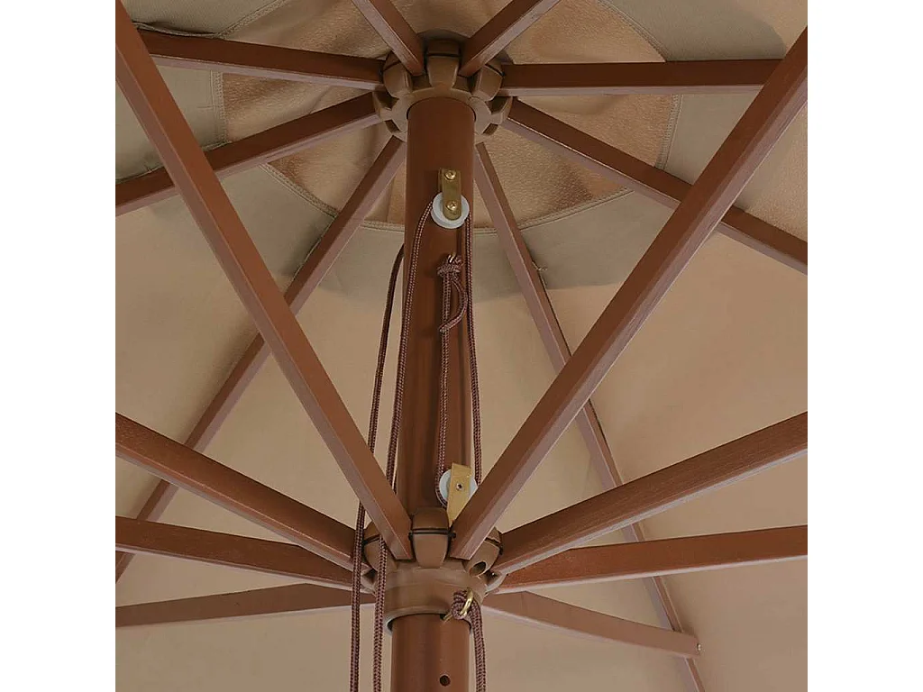 Hollywood  Parasol d'extérieur avec mât en bois 350 cm Taupe