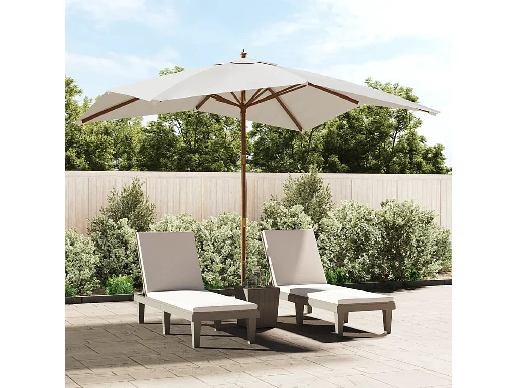 Varel  Parasol de jardin avec mât en bois sable 300x300x273 cm