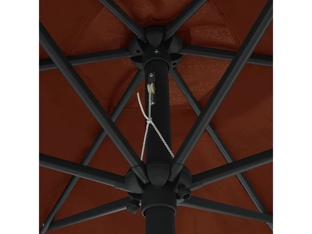 Qerlan  Parasol de jardin et mât en aluminium 270x246 cm Terre cuite