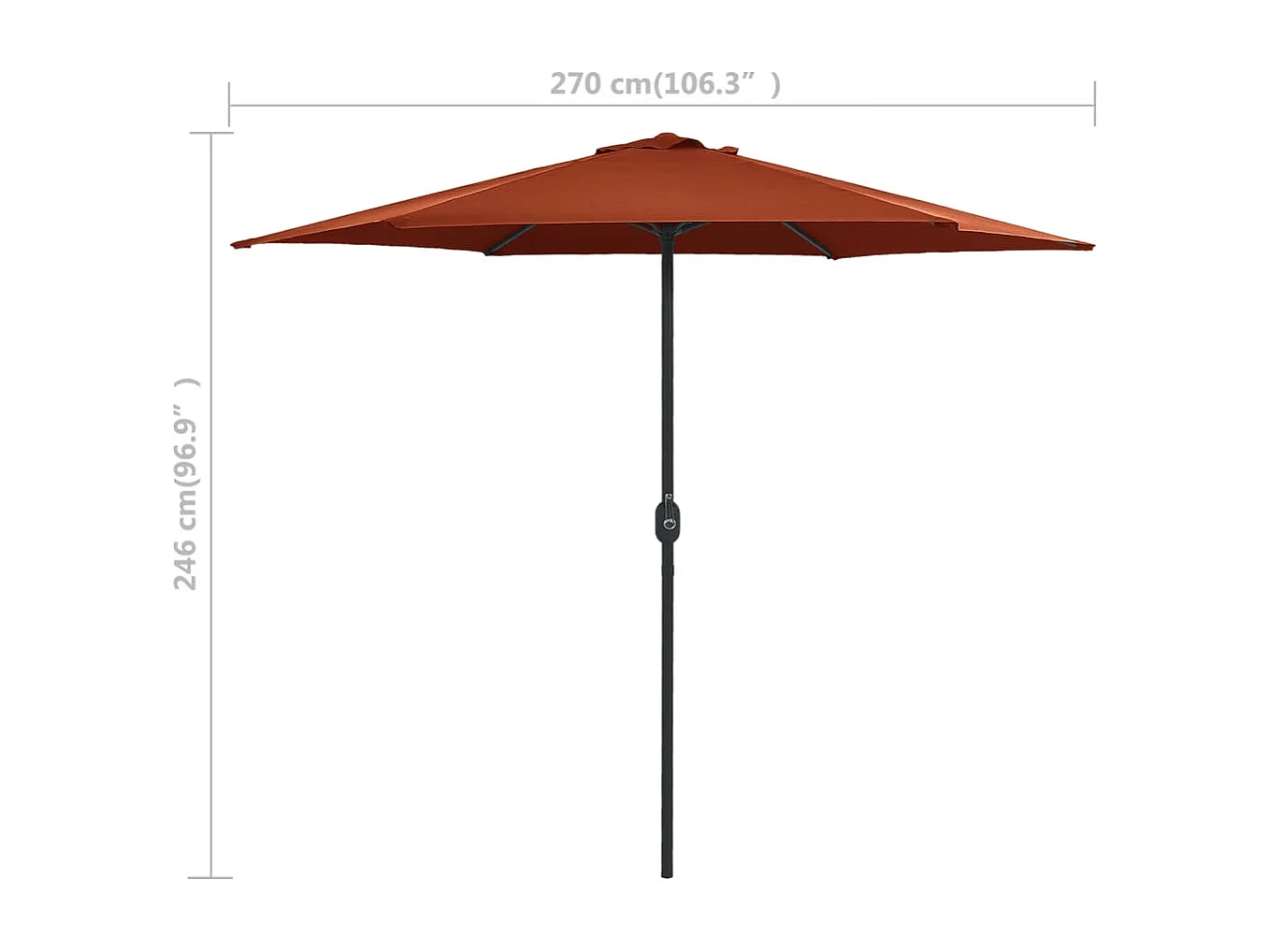 Qerlan  Parasol met aluminium paal 270x246 cm terracottakleurig