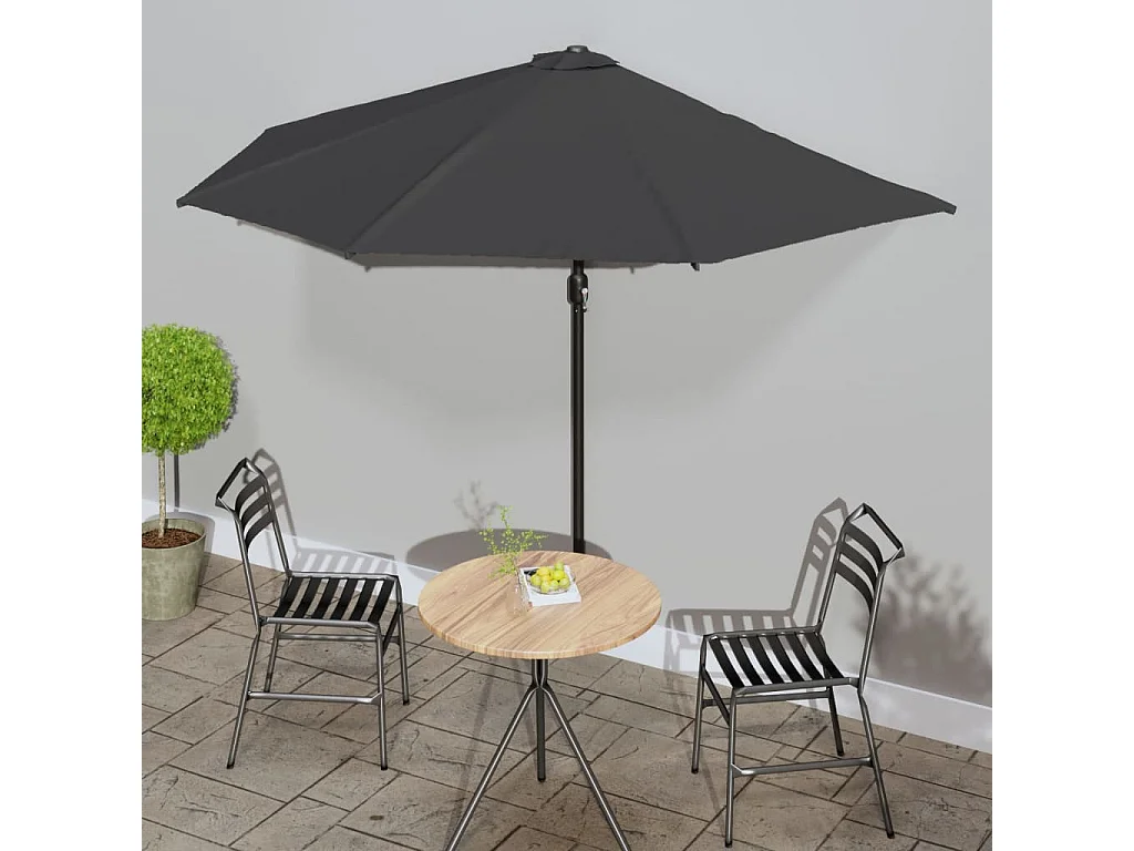 Vilde Kristine  Parasol de balcon et mât en aluminium Anthracite 300x155cm Demi
