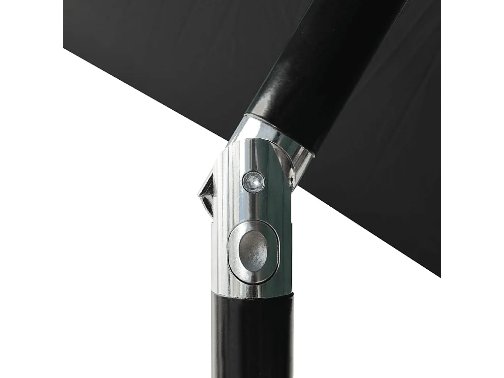 Prudence  Parasol de jardin avec LED et mât en acier noir 2x3 m