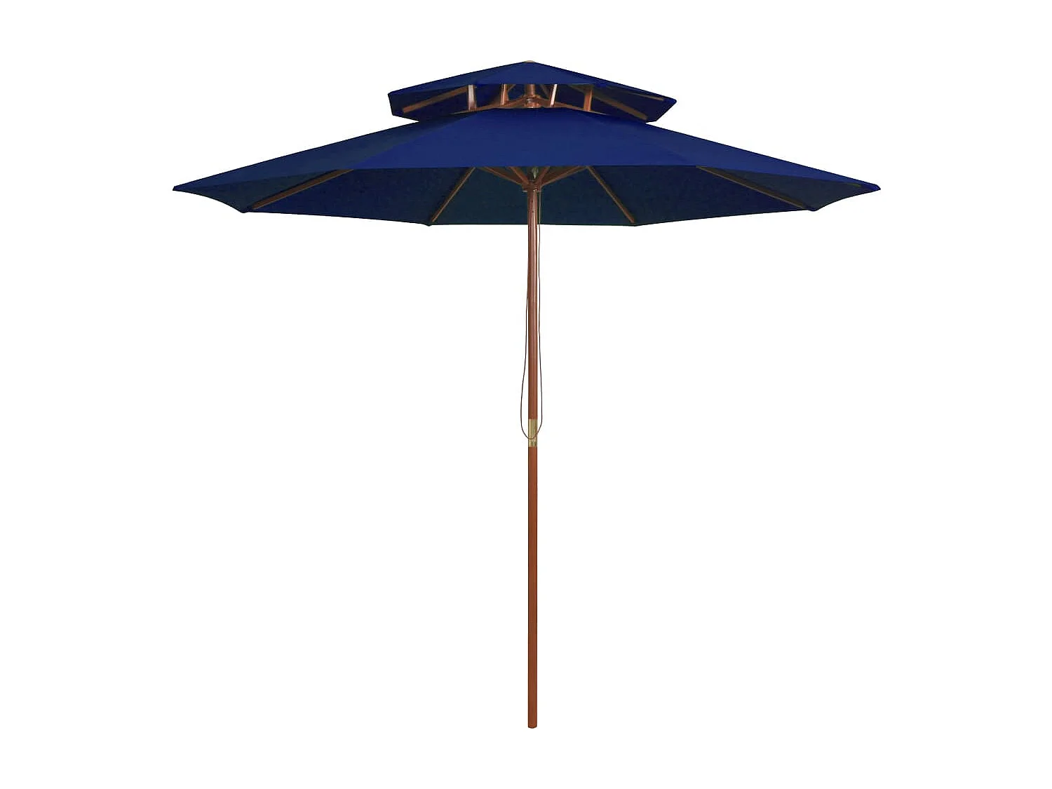 Faylyn  Parasol à deux étages avec mât en bois bleu 270 cm