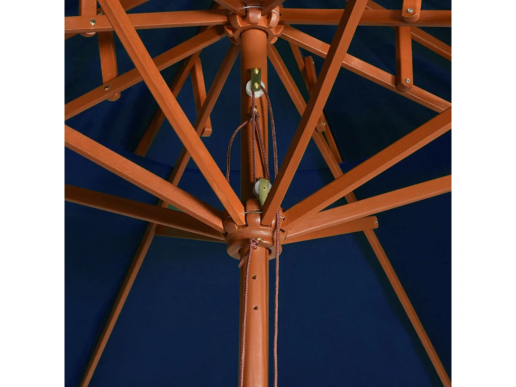 Faylyn  Parasol à deux étages avec mât en bois bleu 270 cm