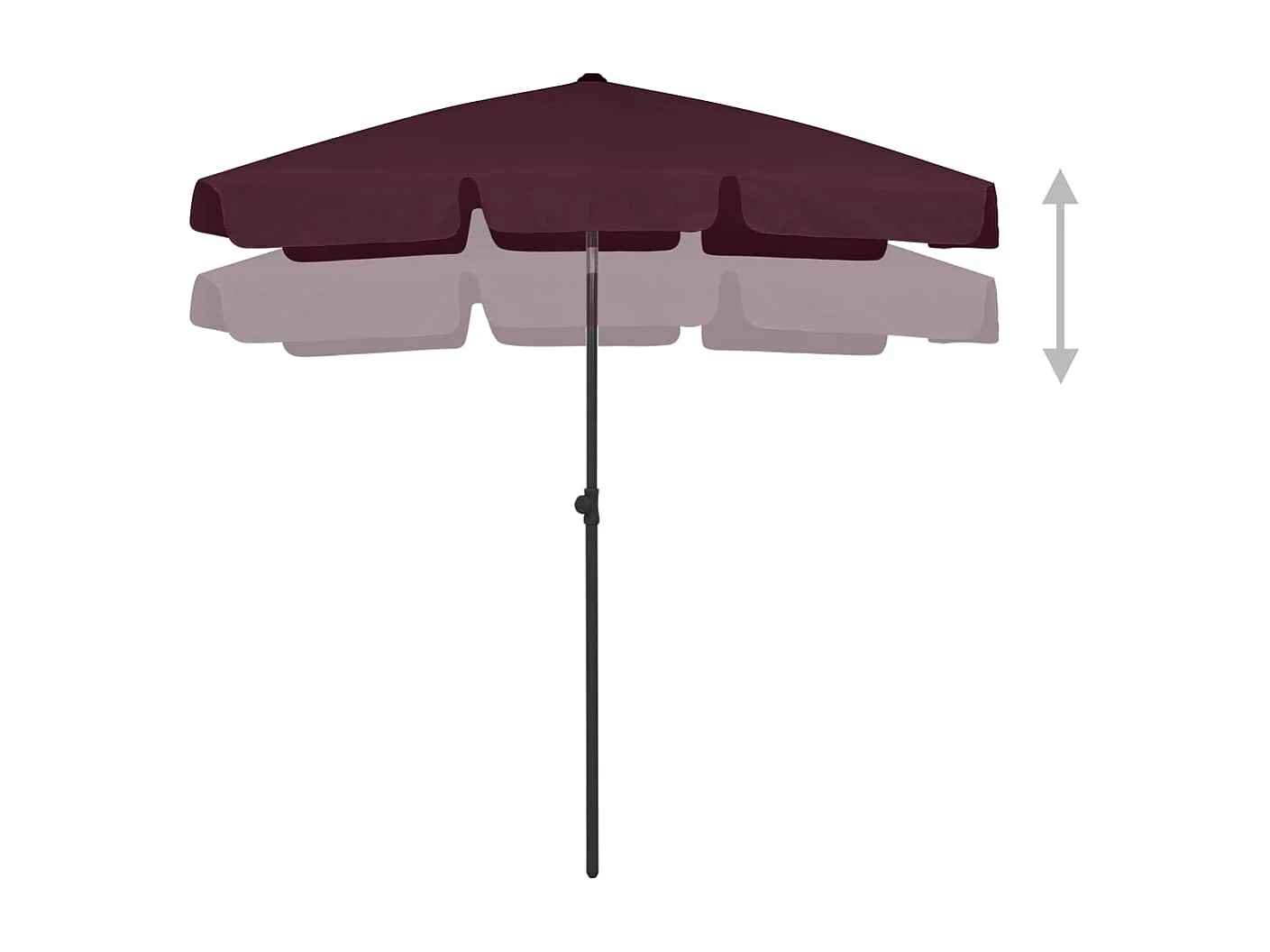 Roxanne  Parasol de plage rouge bordeaux 180x120 cm