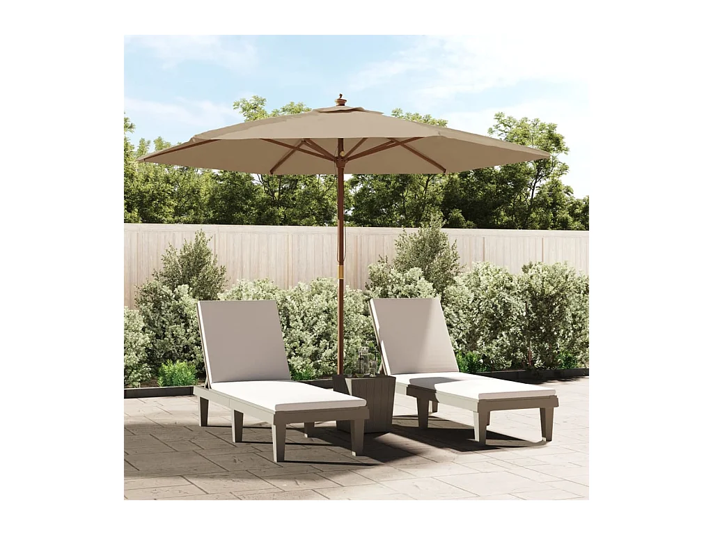 Sophie-Sandrine  Parasol de jardin avec mât en bois taupe 299x240 cm