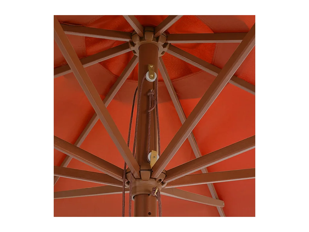 Hollywood  Parasol d'extérieur avec mât en bois 350 cm Terre cuite