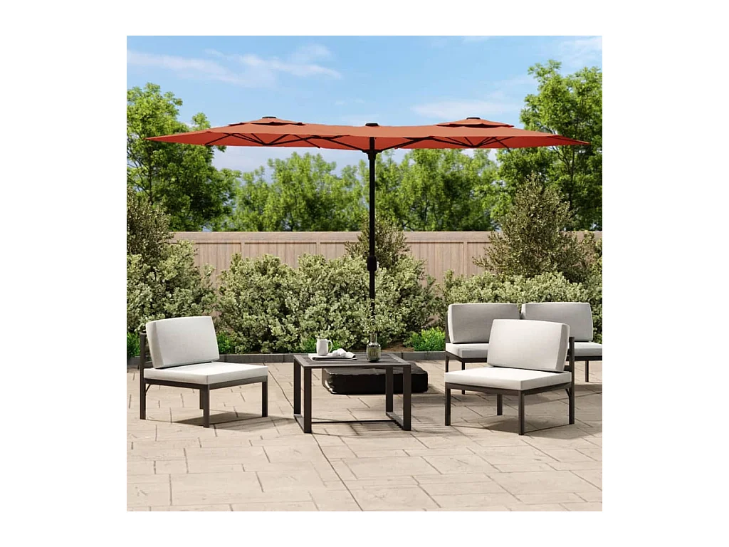 Vanyra  Parasol dubbel dak met LED's 316x145 cm terracottakleurig