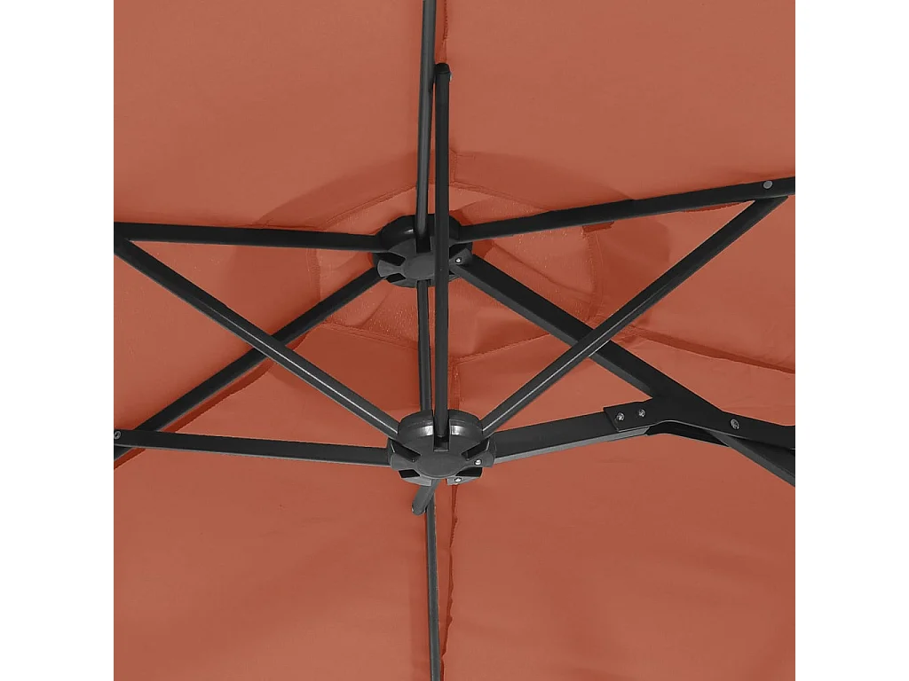 Vanyra  Parasol de jardin à double tête avec LED terre cuite 316x145 cm
