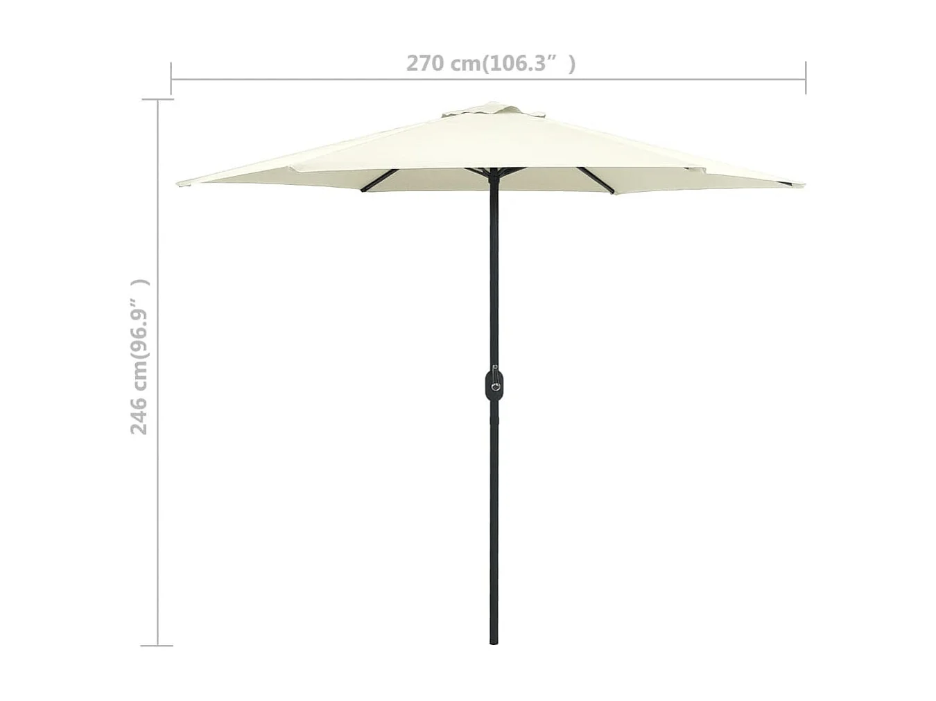Qerlan  Parasol de jardin et mât en aluminium 270x246 cm Blanc sable